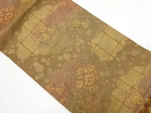 華紋・向かい鳥に色紙散らし模様織出し名古屋帯